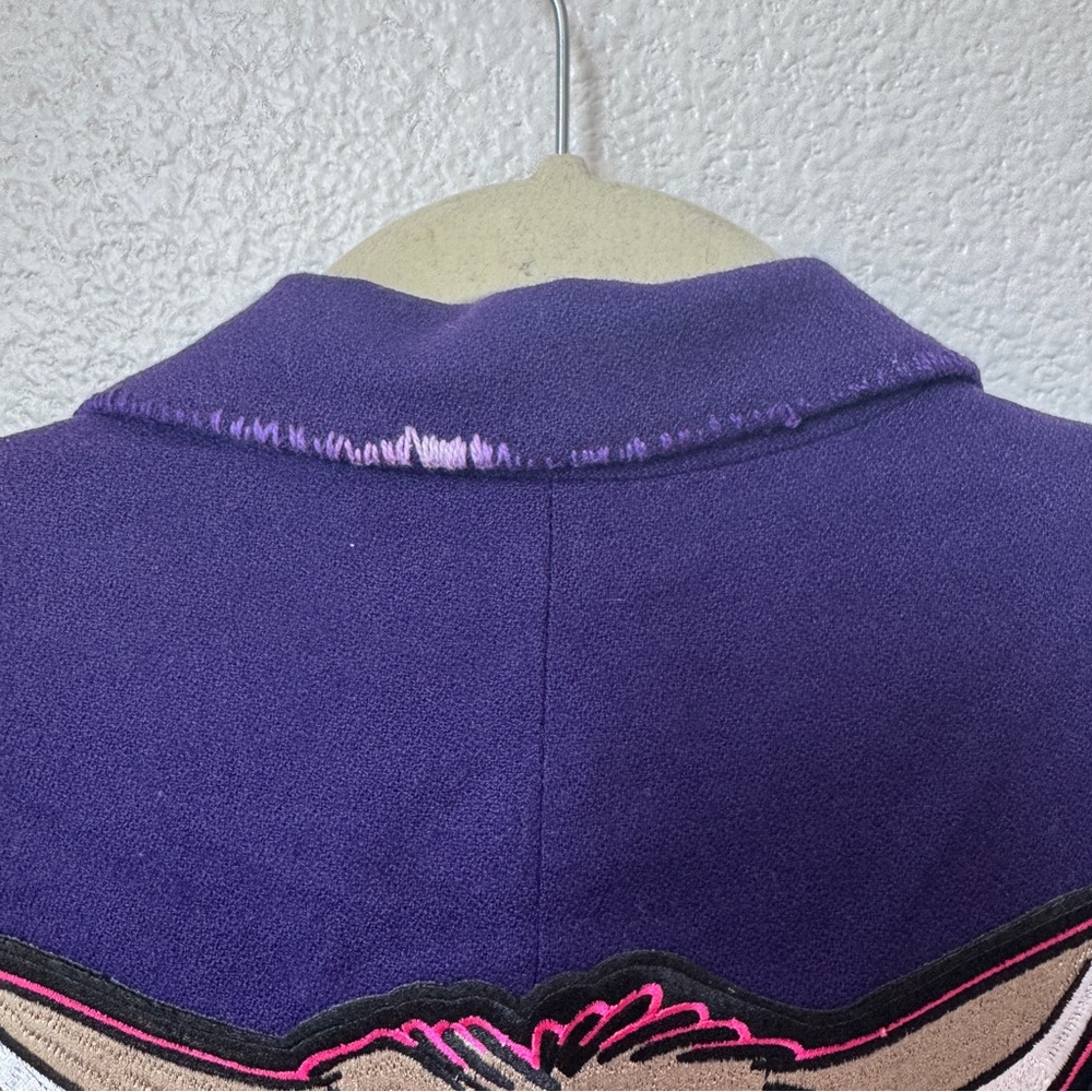Custom Pendleton Vintage Purple Blazer with Wolf Zombie patch Size 10 - Picture 11 of 15